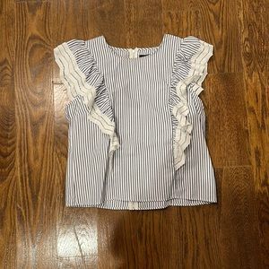 Aqua Ruffle Striped Top